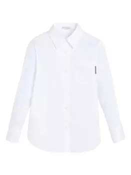 Brunello Cucinelli Kids поплиновая рубашка, белый