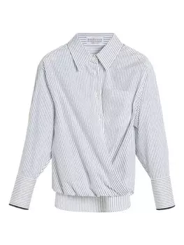 Brunello Cucinelli Kids поплиновая рубашка, белый