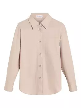 Brunello Cucinelli Kids поплиновая рубашка, розовый
