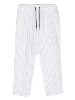Brunello Cucinelli Kids прямые брюки в тонкую полоску, белый