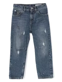 Brunello Cucinelli Kids прямые джинсы с прорезями, синий