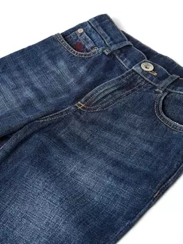 Brunello Cucinelli Kids прямые джинсы с вышитым логотипом, синий