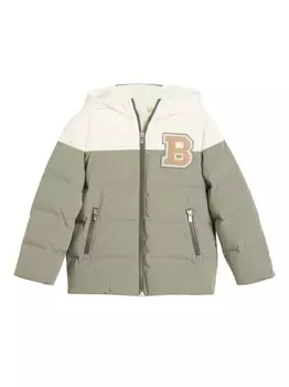 Brunello Cucinelli Kids пуховик из тафты, зеленый
