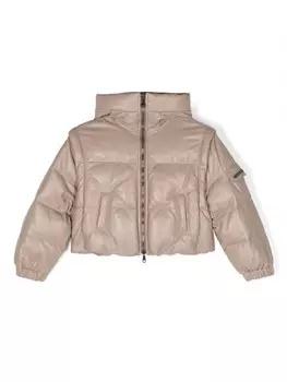 Brunello Cucinelli Kids пуховик на молнии, нейтральный цвет