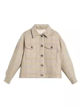Brunello Cucinelli Kids пуховик на пуговицах, нейтральный цвет