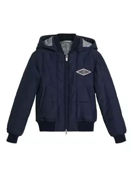 Brunello Cucinelli Kids пуховик с логотипом, синий