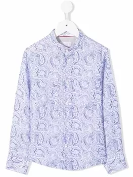 Brunello Cucinelli Kids рубашка на пуговицах с принтом пейсли, синий