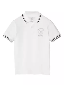 Brunello Cucinelli Kids рубашка поло с логотипом, белый