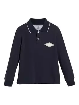 Brunello Cucinelli Kids рубашка поло с логотипом, синий