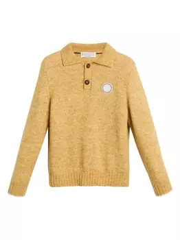 Brunello Cucinelli Kids рубашка поло с логотипом, желтый