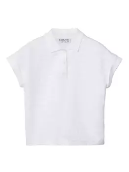 Brunello Cucinelli Kids рубашка поло с пайетками, белый