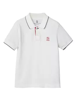 Brunello Cucinelli Kids рубашка поло с вышитым логотипом, белый