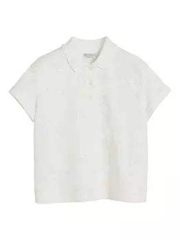 Brunello Cucinelli Kids рубашка поло с вышитым дизайном, белый