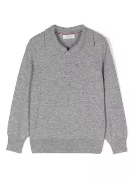 Brunello Cucinelli Kids рубашка поло тонкой вязки, серый