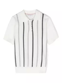 Brunello Cucinelli Kids рубашка поло в полоску, белый
