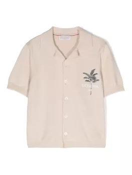 Brunello Cucinelli Kids рубашка с принтом, нейтральный цвет
