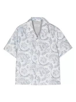 Brunello Cucinelli Kids рубашка с принтом пейсли, белый