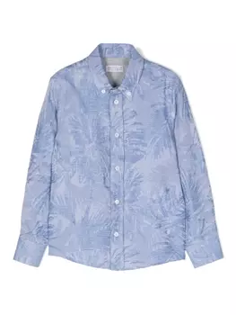 Brunello Cucinelli Kids рубашка с принтом, синий