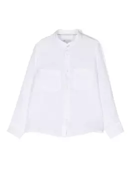 Brunello Cucinelli Kids рубашка с воротником-стойкой, белый