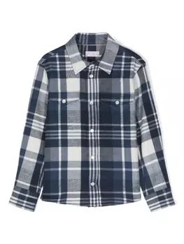 Brunello Cucinelli Kids рубашка в клетку, синий