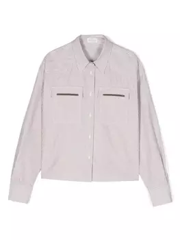 Brunello Cucinelli Kids рубашка в тонкую полоску, белый