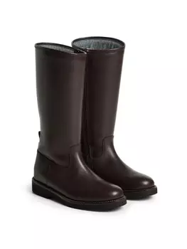 Brunello Cucinelli Kids сапоги для верховой езды из телячьей кожи, коричневый