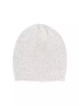 Brunello Cucinelli Kids шапка бини в рубчик, серый