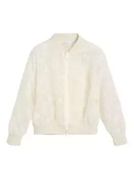 Brunello Cucinelli Kids шелковая куртка на молнии, белый