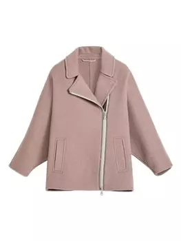 Brunello Cucinelli Kids шерстяная байкерская куртка на молнии, розовый