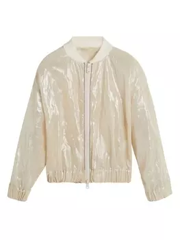 Brunello Cucinelli Kids шифоновый бомбер, нейтральный цвет