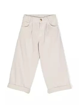 Brunello Cucinelli Kids широкие брюки с эластичным поясом, нейтральный цвет