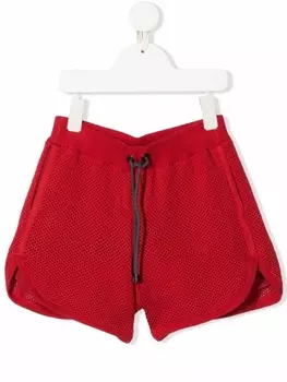 Brunello Cucinelli Kids шорты-бермуды с перфорацией, красный