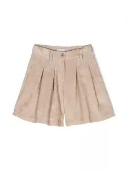 Brunello Cucinelli Kids шорты-бермуды со складками, нейтральный цвет