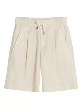 Brunello Cucinelli Kids шорты с кулиской и складками, нейтральный цвет