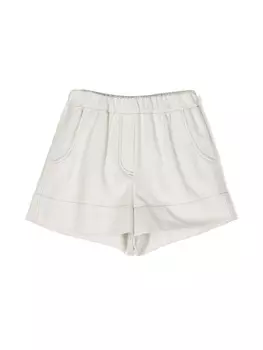 Brunello Cucinelli Kids шорты широкого кроя с завышенной талией, нейтральный цвет