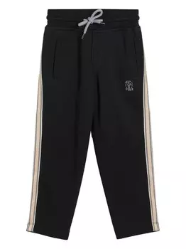 Brunello Cucinelli Kids спортивные брюки с контрастной отделкой, черный