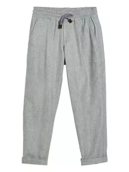 Brunello Cucinelli Kids спортивные брюки с завязками на талии, серый