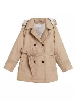 Brunello Cucinelli Kids стеганый тренч с капюшоном, нейтральный цвет