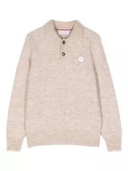 Brunello Cucinelli Kids свитер с логотипом, нейтральный цвет