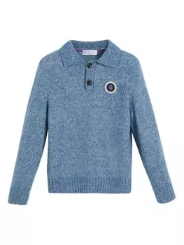 Brunello Cucinelli Kids свитер с логотипом, синий