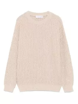 Brunello Cucinelli Kids свитер с пайетками, нейтральный цвет
