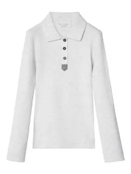 Brunello Cucinelli Kids свитер с воротником поло, белый