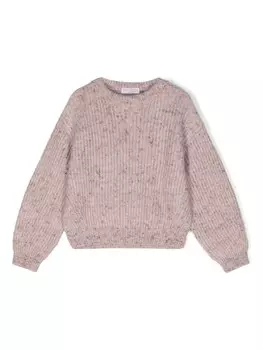 Brunello Cucinelli Kids свитер в мелкую точку, розовый