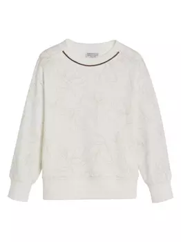 Brunello Cucinelli Kids толстовка из джерси с цветочным принтом, белый