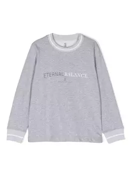 Brunello Cucinelli Kids толстовка с логотипом, серый