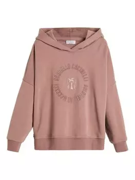 Brunello Cucinelli Kids толстовка с вышитым логотипом, розовый