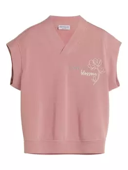 Brunello Cucinelli Kids толстовка с вышивкой, розовый