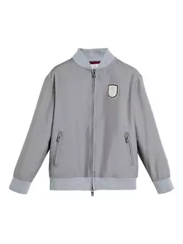 Brunello Cucinelli Kids толстовка с застежкой-молнией спереди и теннисным значком, серый