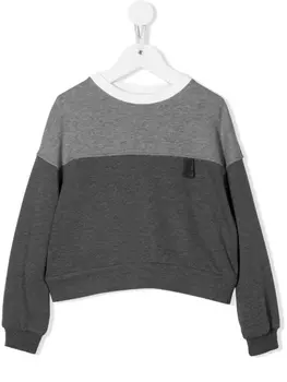 Brunello Cucinelli Kids толстовка в стиле колор-блок, серый
