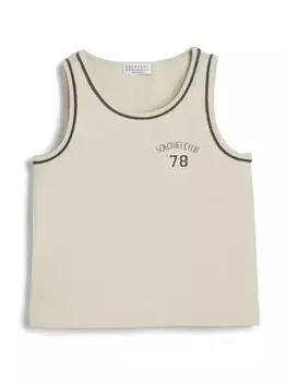 Brunello Cucinelli Kids топ без рукавов с декором Monili, белый